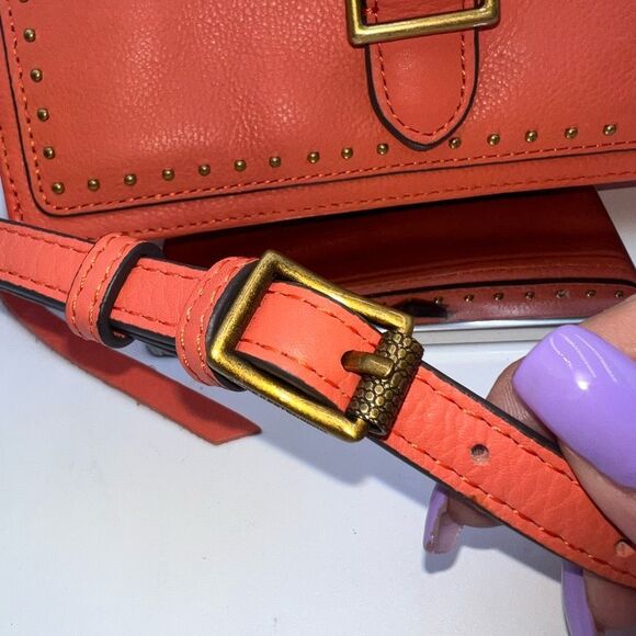 Aimee Kestenberg Orange Leather Three Compartment Crossbody - Picture 2 of 14